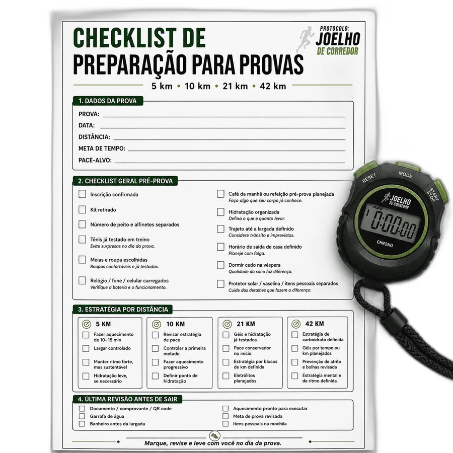Checklist de Preparação para Provas de 5 km, 10 km, 21 km e 42 km